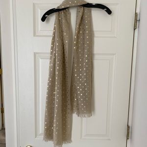Tan and gold polka dot scarf